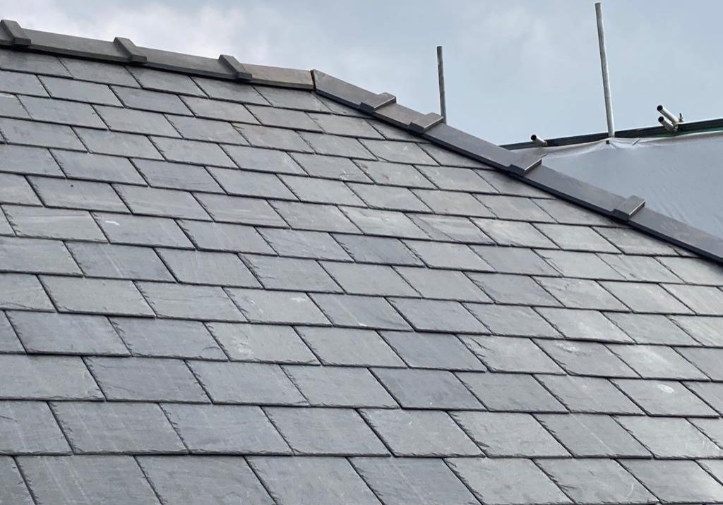 Blue slate roof with edging